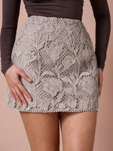 Enchnt Winter Romantic Women's Elegant Floral Lace Bodycon Mini Skirt, For Christmas Party&Romantic Dinner Dates,Holiday Skirt